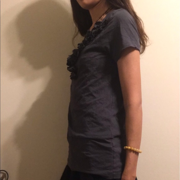 J crew rose collared gray short sleeve T-shirt - Picture 2 of 4